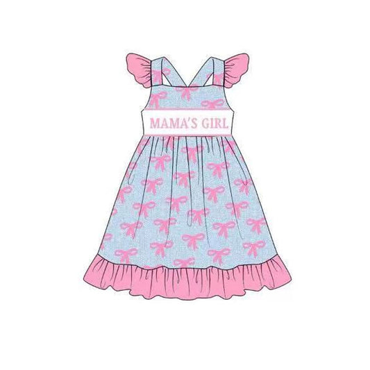 GSD2980 Mama's Girl Pink Bows Flutter Sleeve Dress Preorder