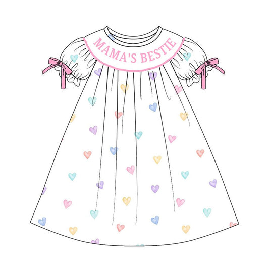 GSD3082 Mama's Bestie Heart Short Sleeve Dress Preorder