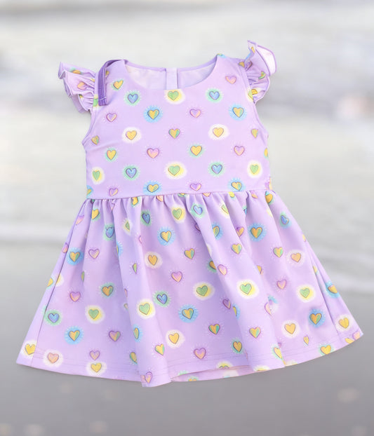 GSD3172 Baby Girls Heart Violet Dress Preorder