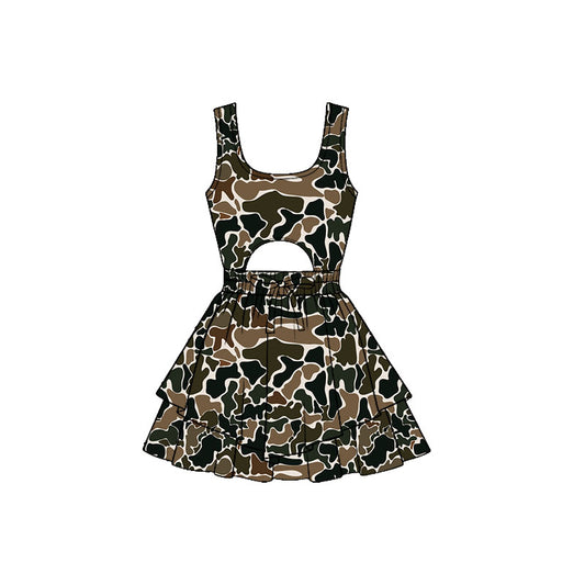 GSD3195 Baby Girls  Brown Camo Active Dress Preorder