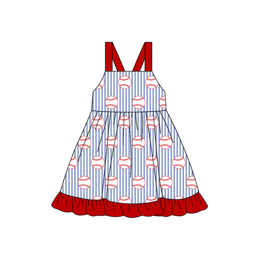 GSD3199 Baby Girls Baseball Stripd Dress Preorder