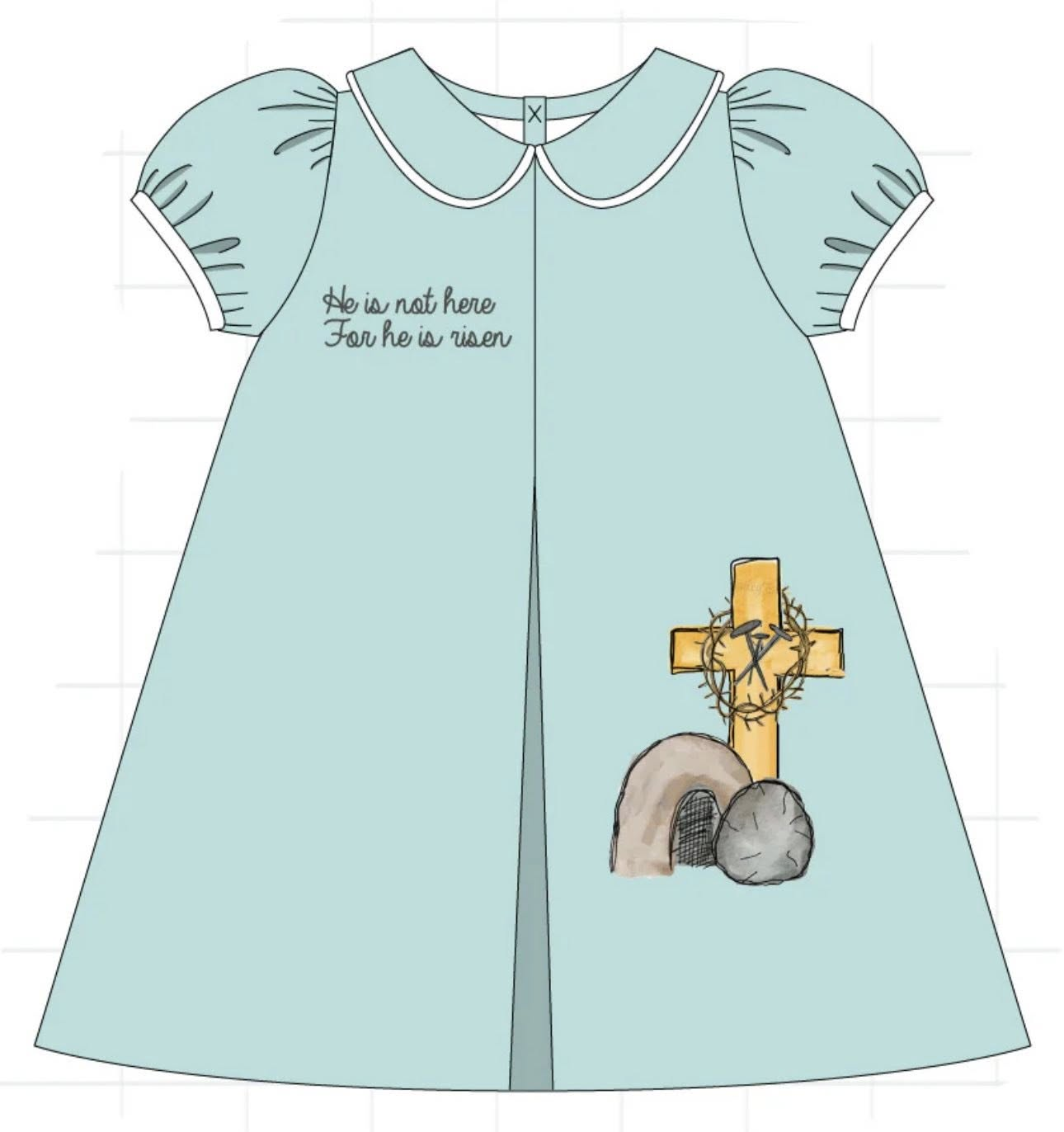 GSD3200 He is not here for he is risen short sleeve dress preorder