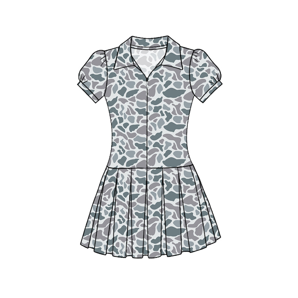 GSD3216 Baby Girls old school camo Short Sleeve Active Dress Preorder