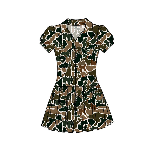 GSD3218 Baby Girls Brown camo Short Sleeve Active Dress Preorder
