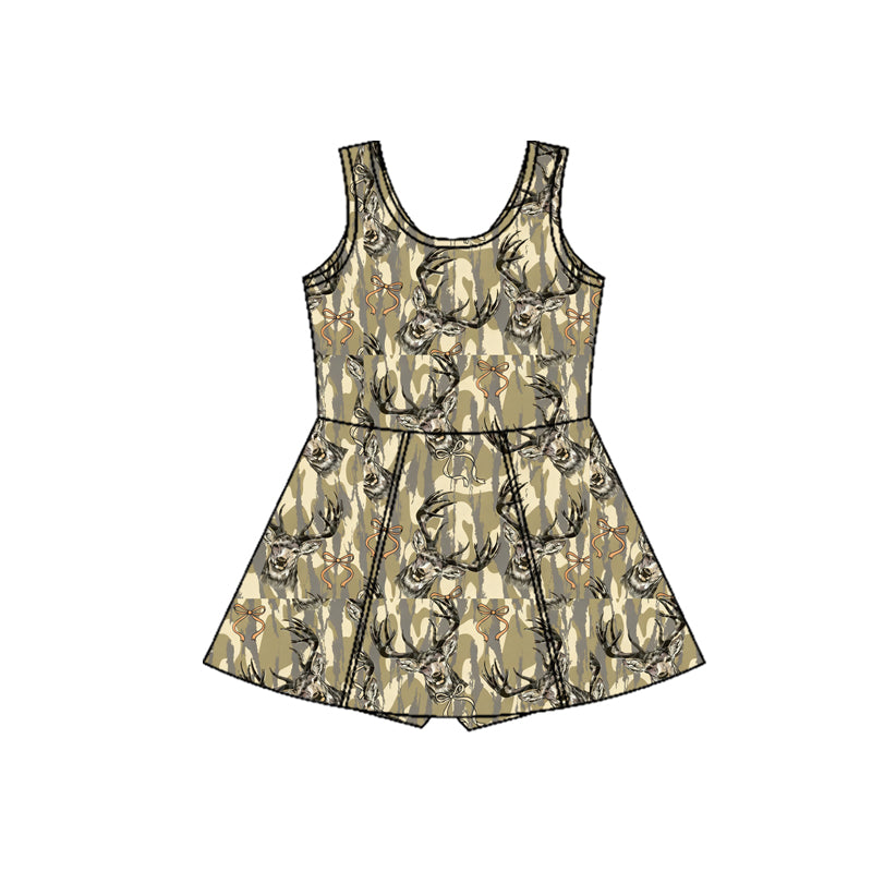 GSD3233 Baby  girls camo deer sleeveless active dress preorder