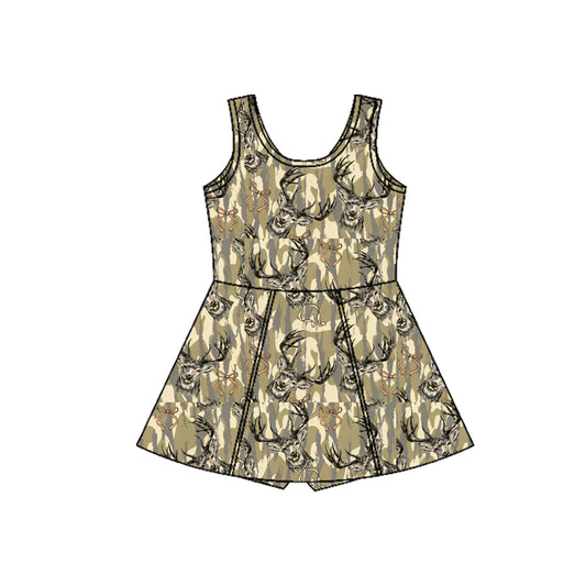 GSD3233 Baby  girls camo deer sleeveless active dress preorder