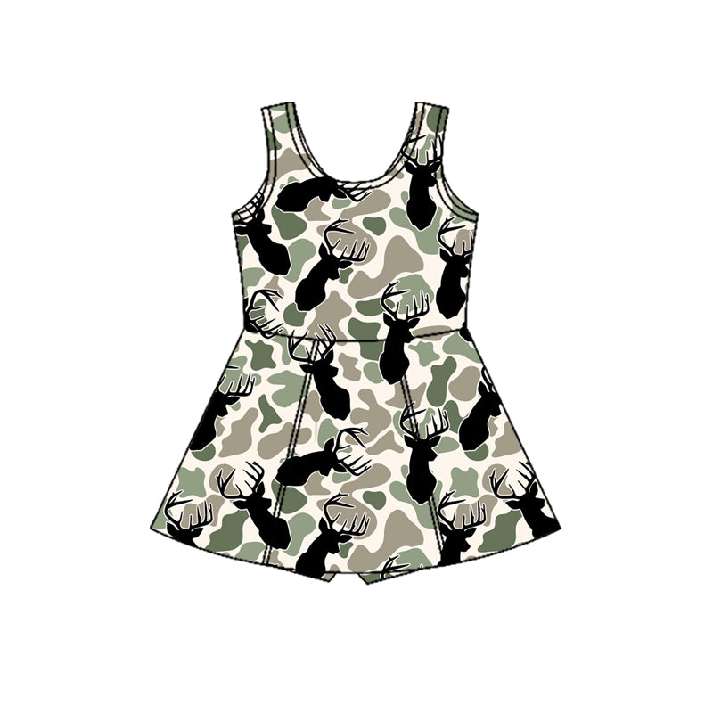 GSD3234  Baby  girls camo deer sleeveless active dress preorder
