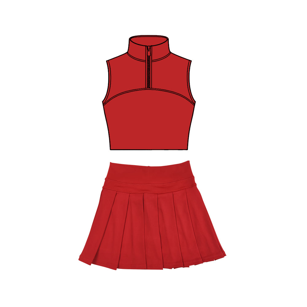 GSD3288 Baby Girls Red Pullover Top With Skirt Active Set Preorder