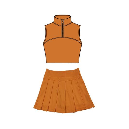 GSD3289 Baby Girls Orange Pullover Top With Skirt Active Set Preorder