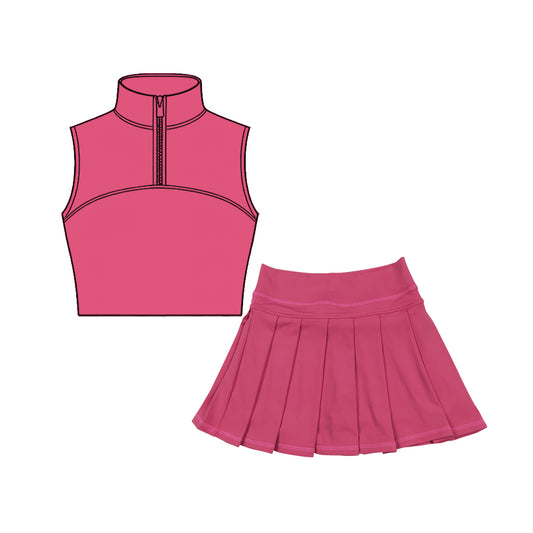 GSD3294 Baby Girls Hot Pink Pullover Top With Skirt Active Set Preorder