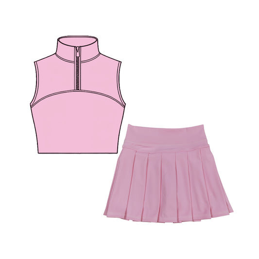 GSD3295 Baby Girls Pink Pullover Top With Skirt Active Set Preorder