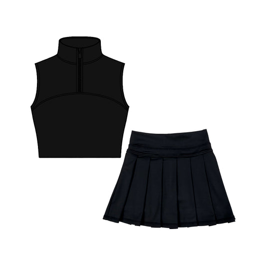 GSD3297 Baby Girls Black Pullover Top With Skirt Active Set Preorder