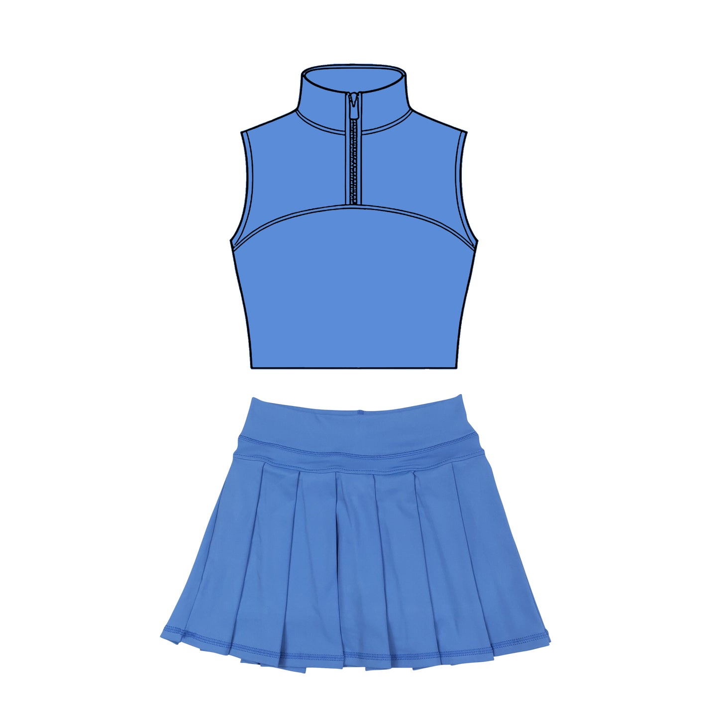 GSD3298 Baby Girls Blue Pullover Top With Skirt Active Set Preorder