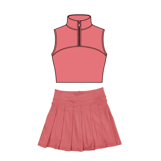 GSD3299 Baby Girls coral Pullover Top With Skirt Active Set Preorder