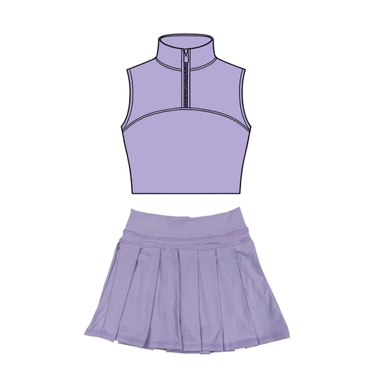GSD3300  Baby Girls Violet Pullover Top With Skirt Active Set Preorder