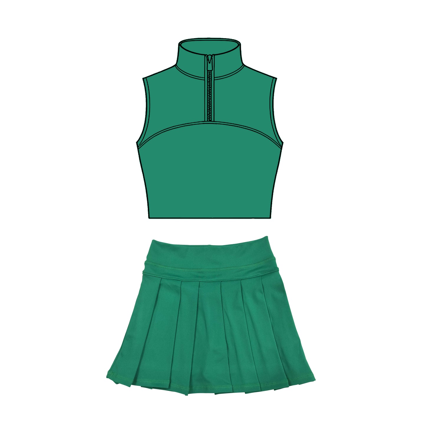 GSD3302 Baby Girls Green Pullover Top With Skirt Active Set Preorder