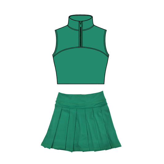 GSD3302 Baby Girls Green Pullover Top With Skirt Active Set Preorder