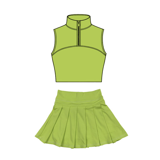 GSD3303 Baby Girls Green Pullover Top With Skirt Active Set Preorder