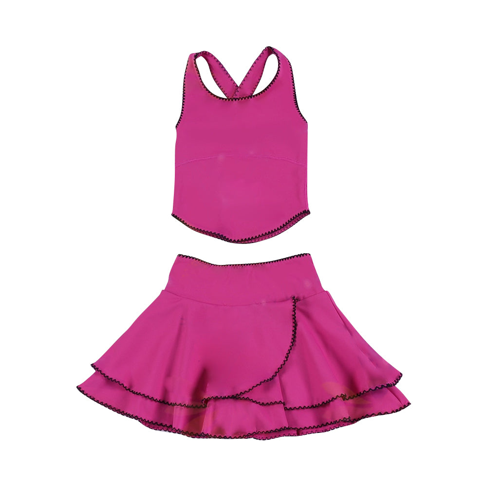 GSD3329  Baby Girls purplish red Active Skirt Set Preorder