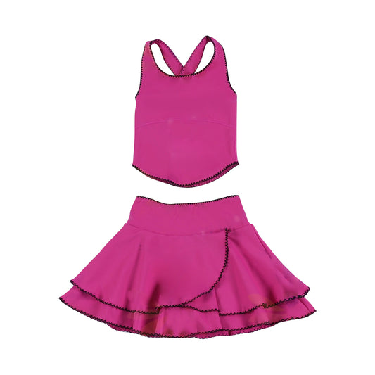 GSD3329  Baby Girls purplish red Active Skirt Set Preorder