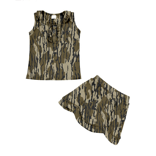 GSD3345 Baby Girls Bottomland Camo Sleeveless Top With Skirt Set Active Yoga Set Preorder