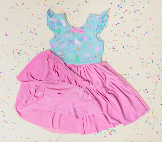 GSD3360 Baby Girls Birthday GIft Print Active Dress Preorder