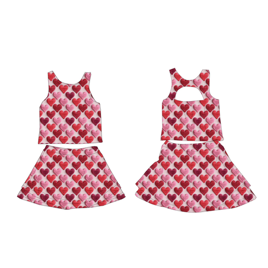 GSD3371 Baby Girls  Pink Hearts Active Skirt Set Preorder