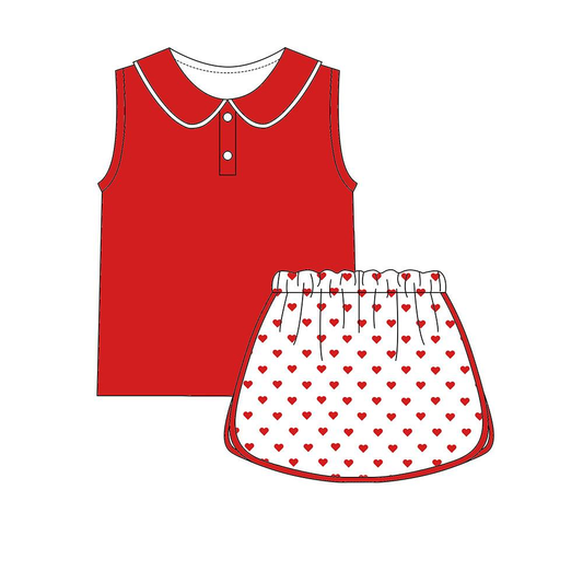 GSD3372 Baby Girls Red Top With Heart SKirt Active Yoga Set