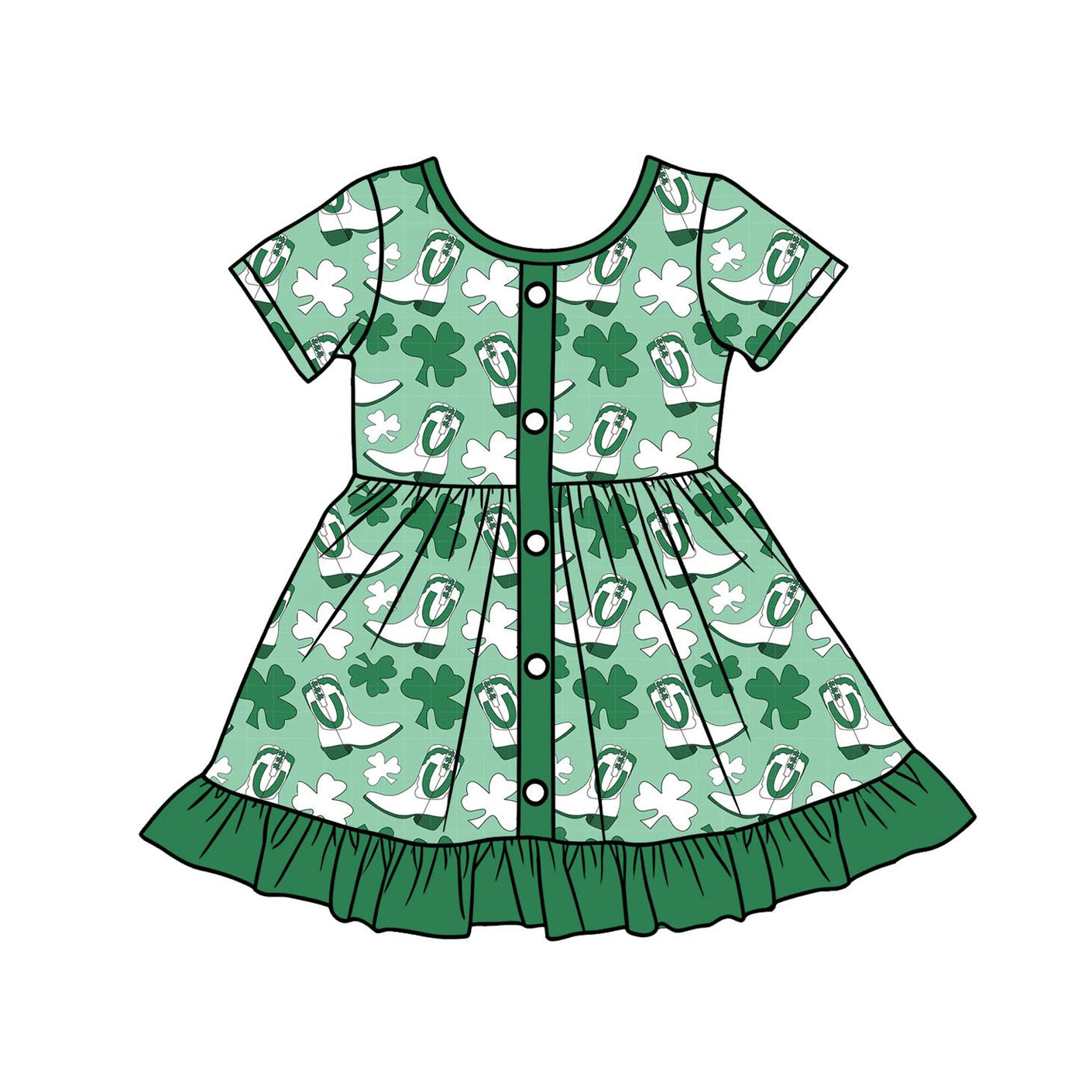 GSD3404 Baby Girls  Saint Patrick Short Sleeve Dress Preorder