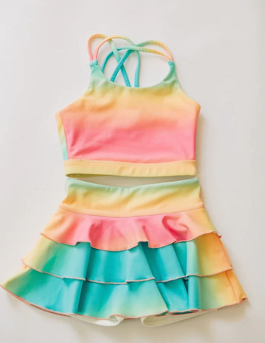 GSD3433 Baby Girls Tie Dye Active Skirt Set Preorder