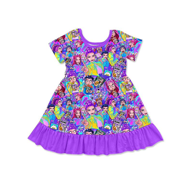 GSD3494 Baby Girls Cartoon Kpop Short Sleeve Dress Preorder
