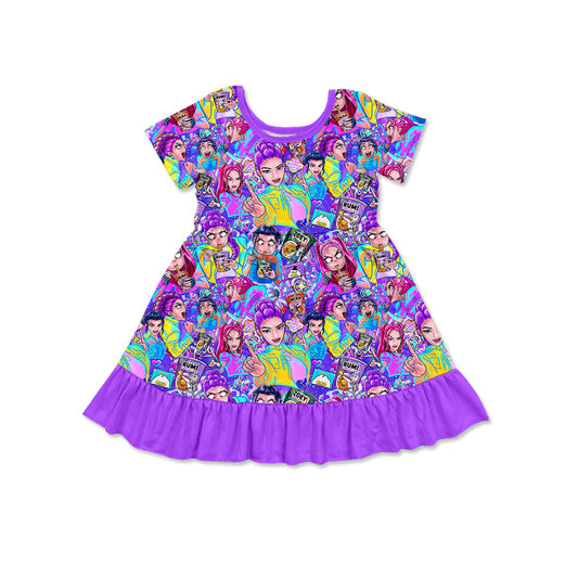 GSD3494 Baby Girls Cartoon Kpop Short Sleeve Dress Preorder