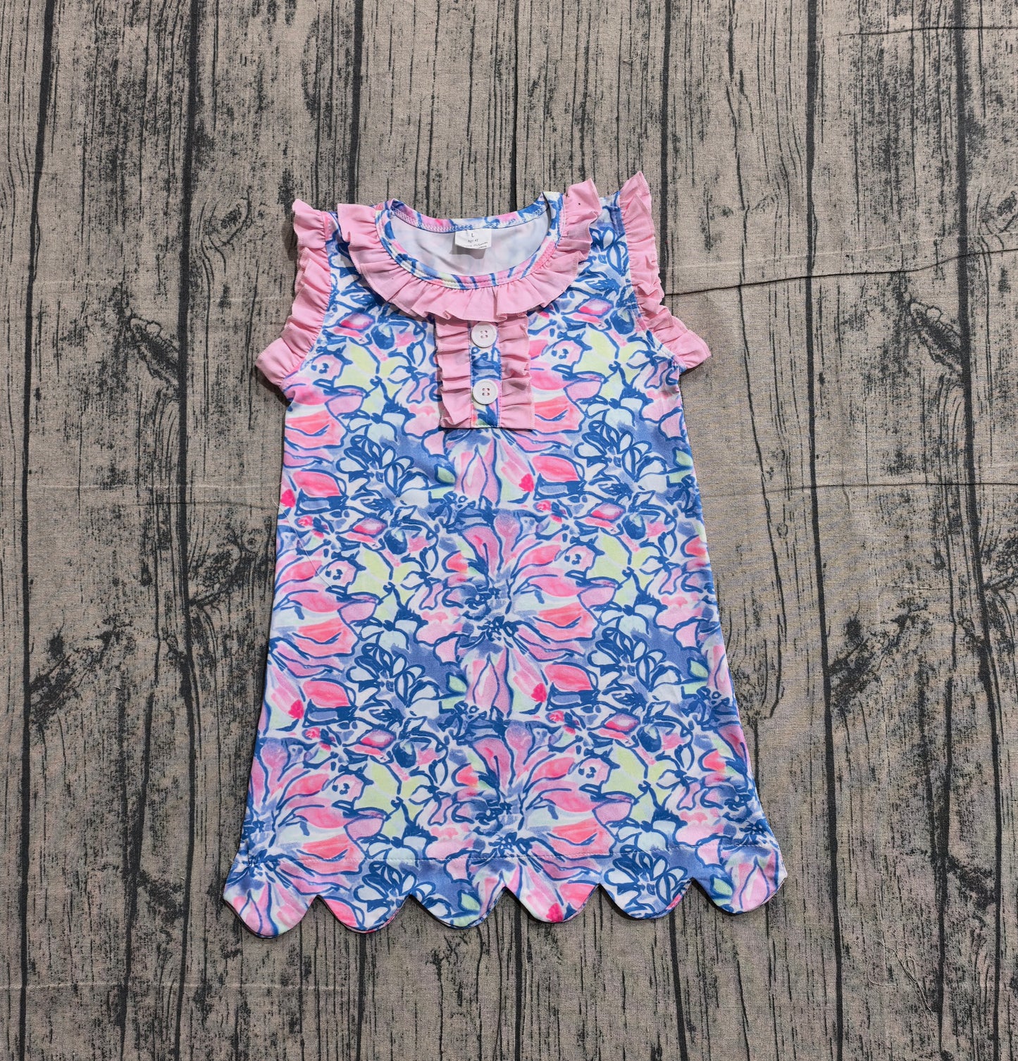 GSD3627 Kids Girls Pink Floral Sleeveless Dress In Production