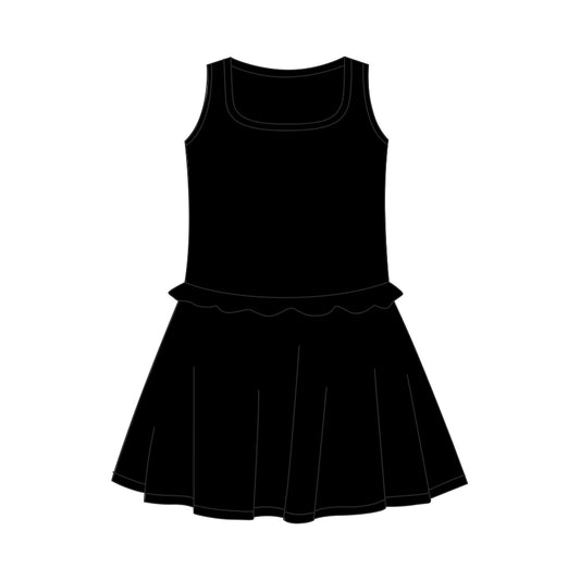 GSD3733 Kids Girls Black Sleeveless Active Dress Preorder