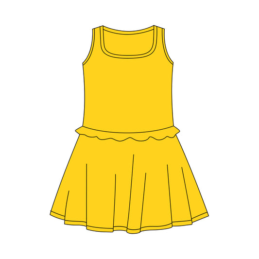 GSD3735 Kids Girls Yellow Sleeveless Active Dress Preorder