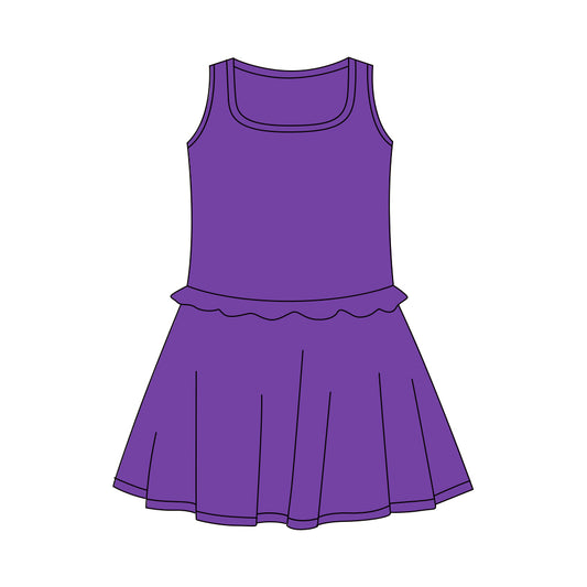 GSD3736 Kids Girls Purple Sleeveless Active Dress Preorder