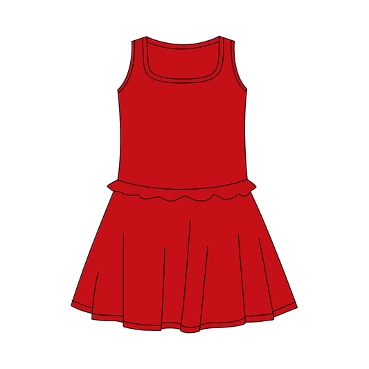 GSD3737 Kids Girls Red Sleeveless Active Dress Preorder