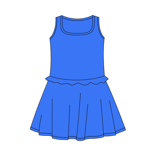 GSD3738 Kids Girls Blue Sleeveless Active Dress Preorder