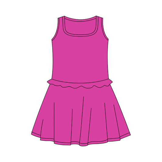GSD3739 Kids Girls Hot Pink Sleeveless Active Dress Preorder
