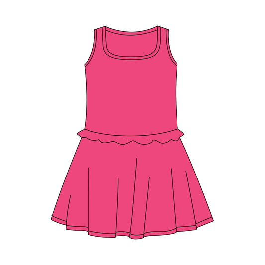GSD3740 Kids Girls Hot Pink Sleeveless Active Dress Preorder