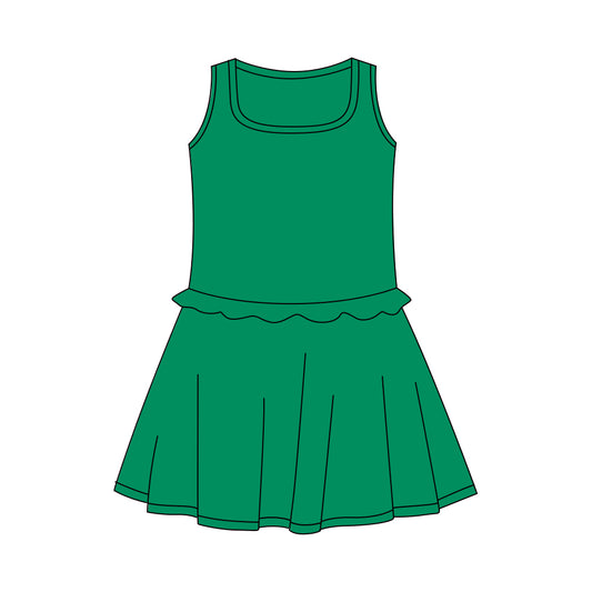 GSD3742 Kids Girls  Green Sleeveless Active Dress Preorder