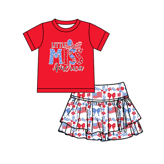 GSD3746 Little Midd Amiercan Red Top With Active Skort Set Preorder
