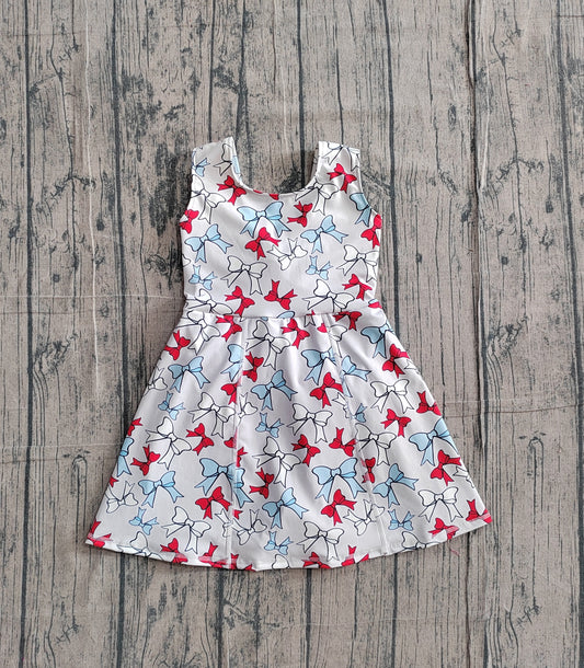 GSD3752 Baby Girls July 4th Red Blue Bow Sleeveless Active Dress In Production