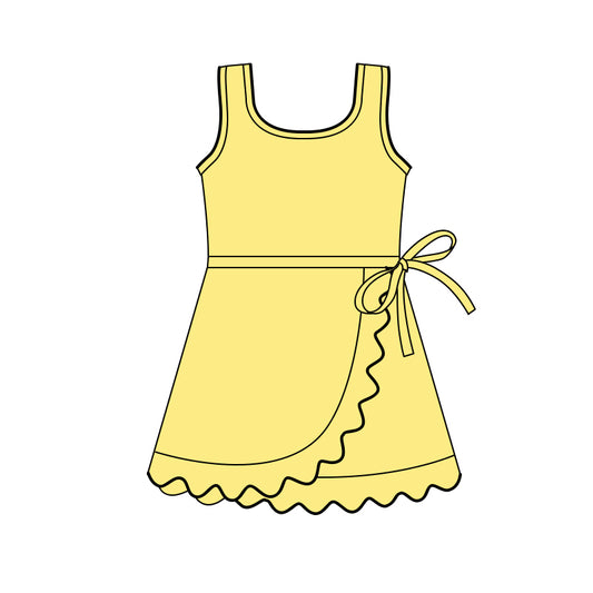 GSD3769 Kids Girls Yellow Sleeveless Active Dress Preorder
