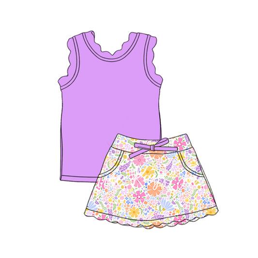 GSD3771 Baby Girls Purple Top With Floral Active Set Preorder