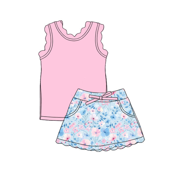 GSD3773 Baby Girls Pink Top With Floral Active Set Preorder