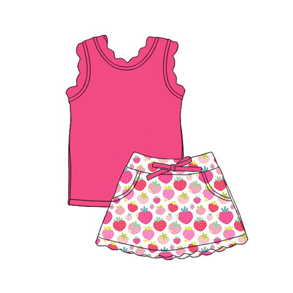 GSD3776 Baby Girls Hot Pink Top With strawberry Skort Active Set Preorder