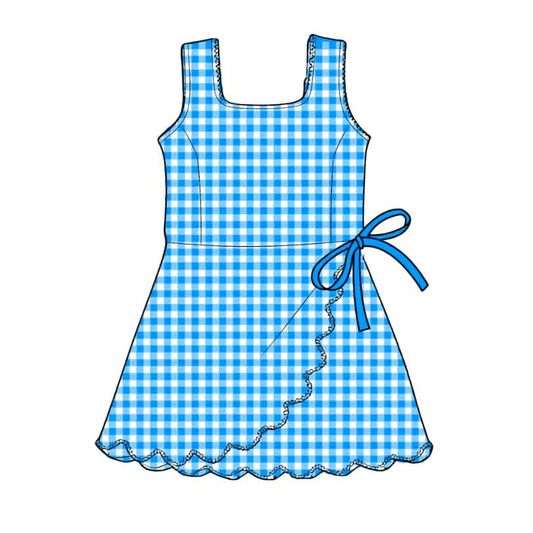 GSD3778 Baby Girls Blue GIngham Sleevless Active Dress Preorder