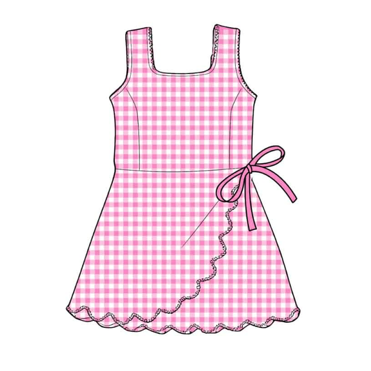 GSD3779 Baby Girls Pink GIngham Sleevless Active Dress Preorder