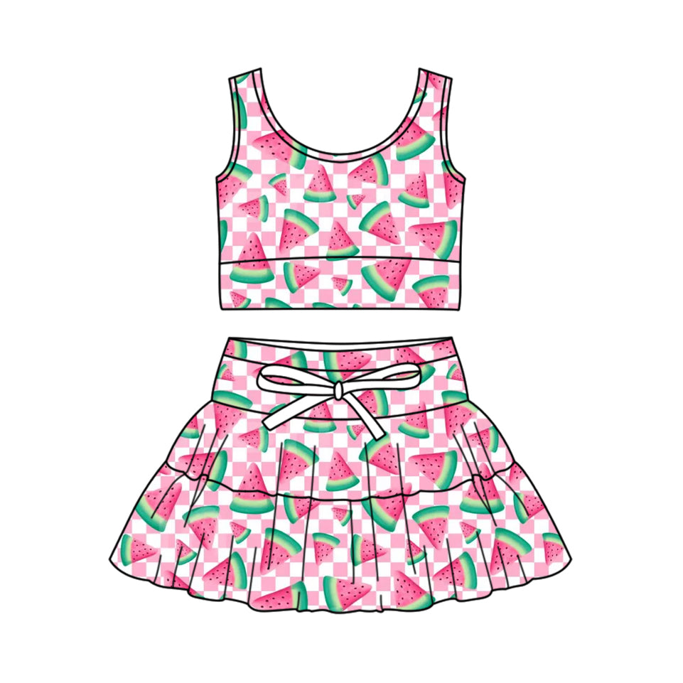 GSD3781 Baby Girls Watermelon Sleevless Two Pieces Active Set Preorder